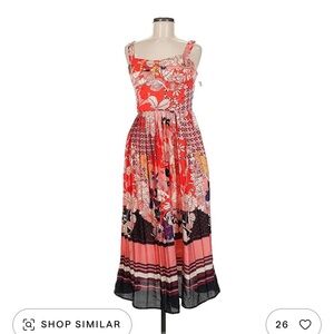 Dalia MacPhee Sz M Floral Red and Pink Maxi Dress